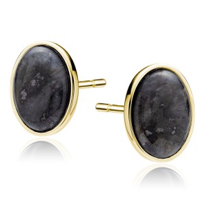 Cercei argint placati cu aur galben cu piatra neagra DiAmanti Z2068EG_L-DIA (Argint 925‰ 5,4 g.)